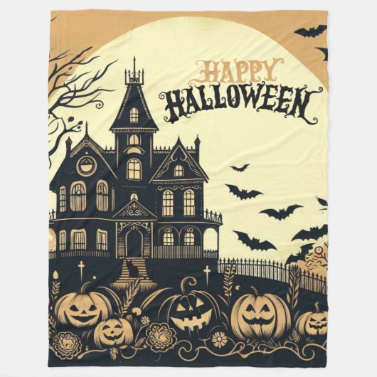 Couverture Polaire L'art d'Halloween vintage (Devant)
