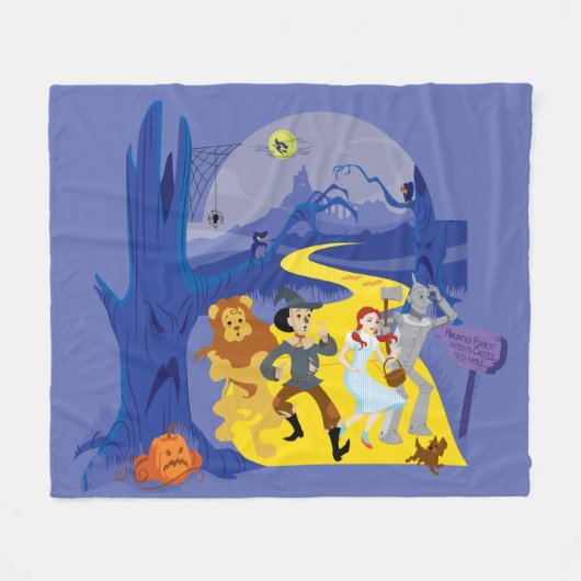 Couverture Polaire L'Assistant D'Oz™ | Forêt hantée d'Halloween (Devant (Horizontal))