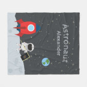Couverture Polaire L'astronaute du garçon sur la lune, prénom Monogra (Devant (Horizontal))