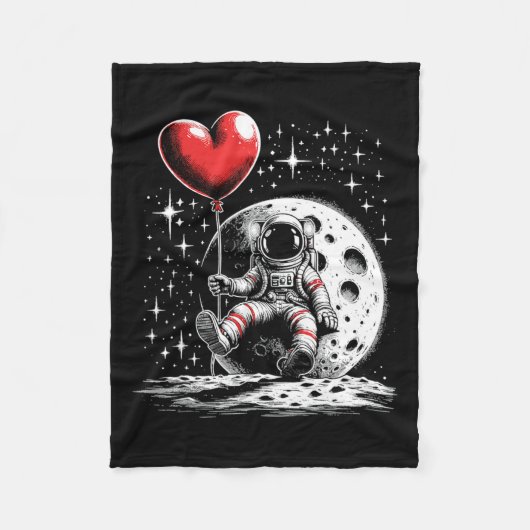 Couverture Polaire L'astronaute spatiale Heart Lloon Saint Valentin (Devant)