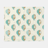 Couverture Polaire Latte Art dans de mignons cafés bleus (Devant (Horizontal))