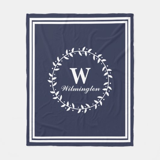 Couverture Polaire Lauriers feuillus blancs classiques nom de famille (Devant)