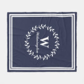 Couverture Polaire Lauriers feuillus blancs classiques nom de famille (Devant (Horizontal))