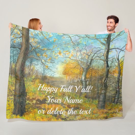 Couverture Polaire L'automne doré dans une aquarelle en chênaie (En situation)