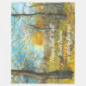 Couverture Polaire L'automne doré dans une aquarelle en chênaie (Devant)