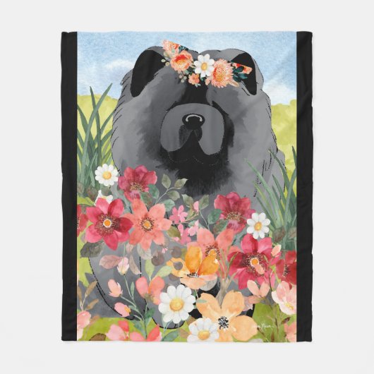 Couverture Polaire LAVAGE EN noir clair - Chien de Chow bleu (Devant)