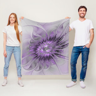 Couverture Polaire Lavande Fleur Dream Moderne Abstrait Fractal Art