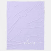 Couverture Polaire Lavande Purple Script Moderne Fille Monogramme Nom (Devant)