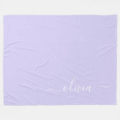 Couverture Polaire Lavande Purple Script Moderne Fille Monogramme Nom (Devant (Horizontal))