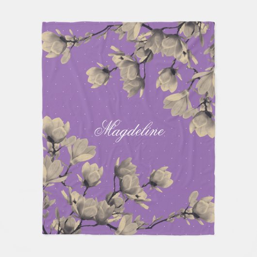 Couverture Polaire Lavande romantique Vintage Magnolias (Devant)
