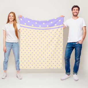 Couverture Polaire Lavande violet pois & jaune toison blanc
