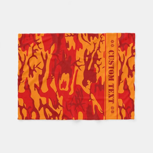 Couverture Polaire Lave Camo rouge avec le texte fait sur commande (Devant (Horizontal))