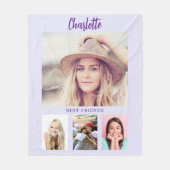 Couverture Polaire Lavender violet photo collage fille amis (Devant)