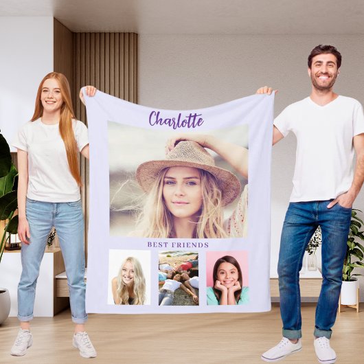 Couverture Polaire Lavender violet photo collage fille amis