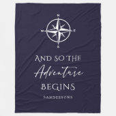 Couverture Polaire L'aventure commence Personnalisée Bleu foncé (Devant)