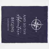 Couverture Polaire L'aventure commence Personnalisée Bleu foncé (Devant (Horizontal))