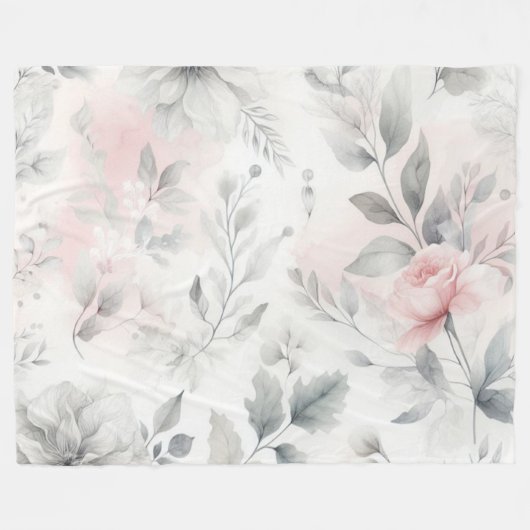 Couverture Polaire Laver floral rose doux (Devant (Horizontal))