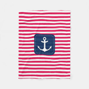 Couverture Polaire Le blanc rouge nautique barre l'Ancre de bannière