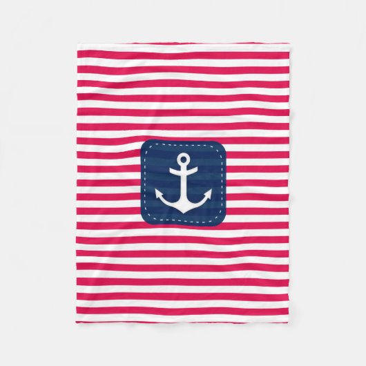 Couverture Polaire Le blanc rouge nautique barre l'Ancre de bannière (Devant)