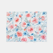 Couverture Polaire Le bleu rose de roses fleurit le motif floral (Devant (Horizontal))