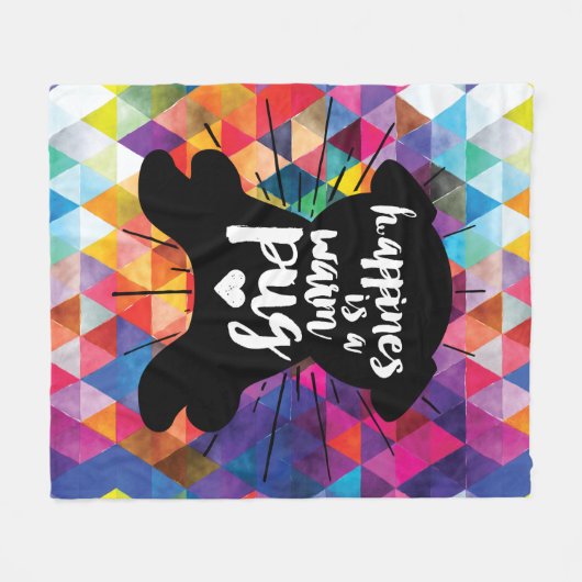 Couverture Polaire Le bonheur est un carlin chaud sur les pyramides (Devant (Horizontal))