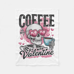 Couverture Polaire Le Café Est Mon Squelette Valentin Crâne Boire Cof