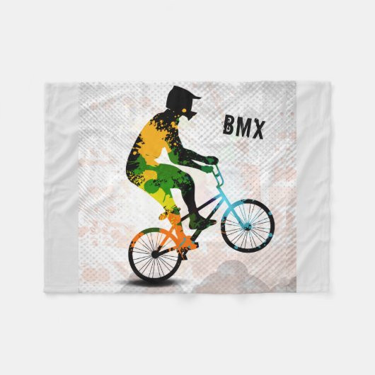 Couverture Polaire Le cavalier de BMX en peinture abstraite (Devant (Horizontal))