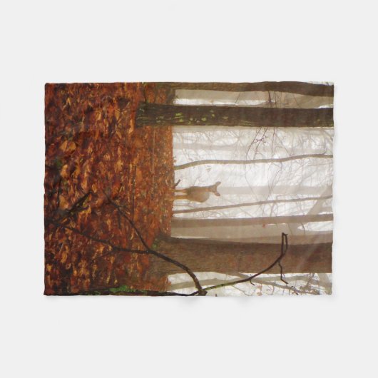 Couverture Polaire Le cerf dans le brouillard (Devant (Horizontal))