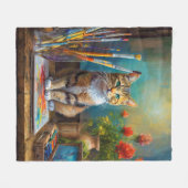 Couverture Polaire Le Chat Artistique (Devant (Horizontal))