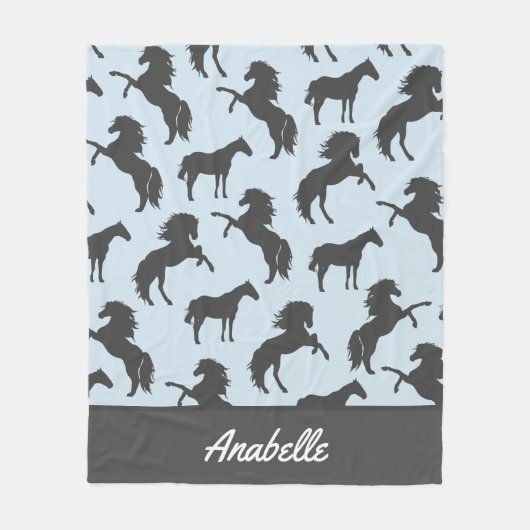 Couverture Polaire Le cheval gris rustique silhouette | personnalisé (Devant)