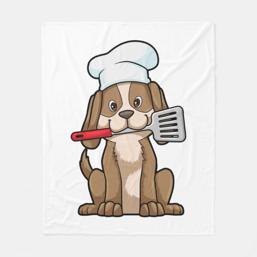 Couverture Polaire Le chien cuisinier avec le casquette et la spatule (Devant)