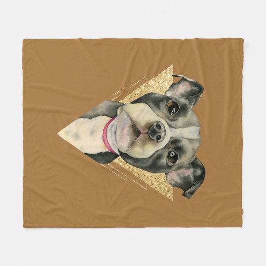 Couverture Polaire Le chiot observe la peinture d'aquarelle de chien (Devant (Horizontal))