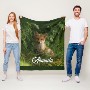 Couverture Polaire Le chou renard dans une forêt verte