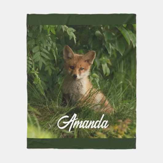 Couverture Polaire Le chou renard dans une forêt verte (Devant)