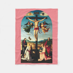 Couverture Polaire Le Christ crucifié avec la Vierge Marie