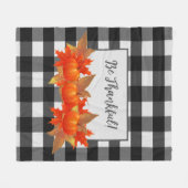Couverture Polaire Le Citrouille de Thanksgiving Buffalo Plaid Blanch (Devant (Horizontal))