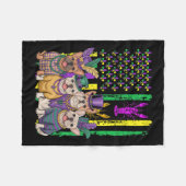 Couverture Polaire Le drapeau américain Mardi Gras French Bulldog Chi (Devant (Horizontal))
