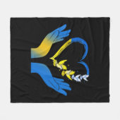 Couverture Polaire Le Drapeau Ukrainien Dove Ukraine Coeur Mains (Devant (Horizontal))