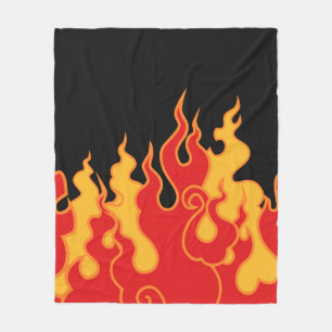 Couverture Polaire Le feu. Langues flammes sur un arrière - plan noi