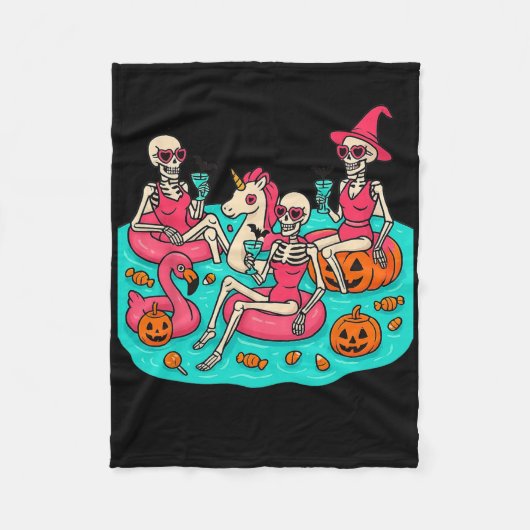 Couverture Polaire Le Flamant rose Skeleton De Summerween Attend Just (Devant)