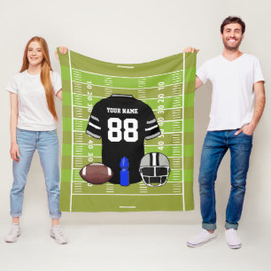 Couverture Polaire Le football noir et gris fait sur commande Jersey