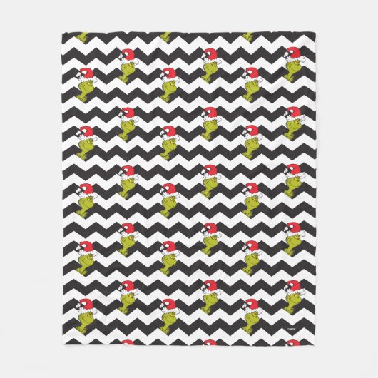 Couverture Polaire Le Grinch | Motif Chevron Black & White Holiday (Devant)