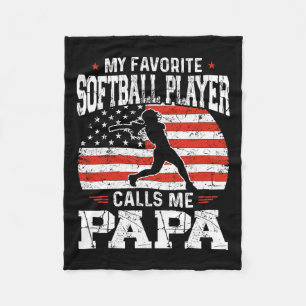 Couverture Polaire Le Joueur favori de softball m'appelle Papa Funny