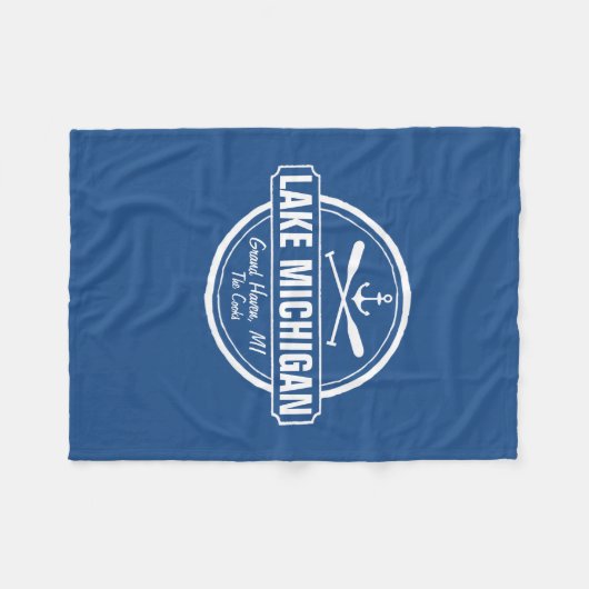 Couverture Polaire Le lac Michigan, ville faite sur commande, nom, (Devant (Horizontal))