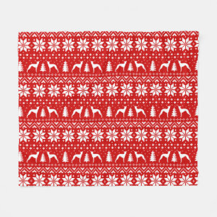 Couverture Polaire Le lévrier italien silhouette le motif de Noël