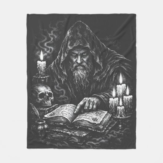 Couverture Polaire Le Magicien Étudiant le Grimoire — par BurnsInHell (Devant)