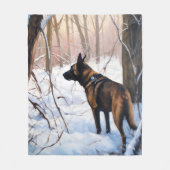 Couverture Polaire Le Malinois Belge Laisser Neige Noël (Devant)