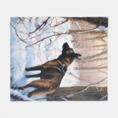 Couverture Polaire Le Malinois Belge Laisser Neige Noël (Devant (Horizontal))