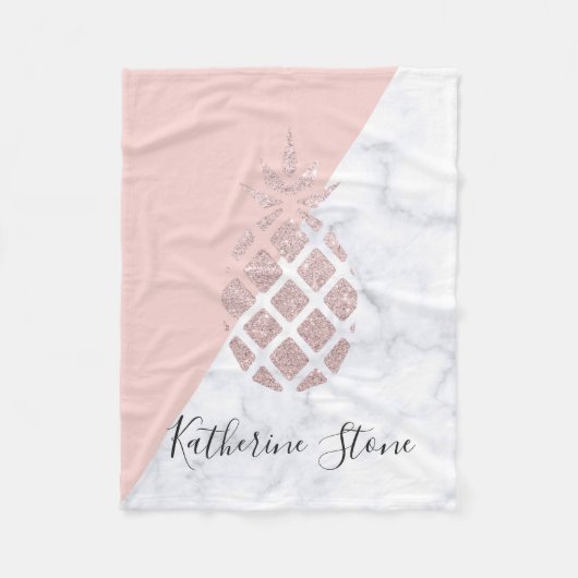 Couverture Polaire Le marbre blanc de parties scintillantes roses (Devant)