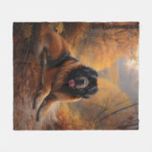 Couverture Polaire Le Mastiff tibétain en automne les feuilles automn (Devant (Horizontal))